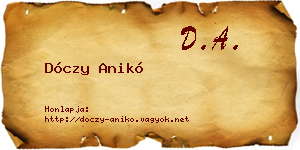 Dóczy Anikó névjegykártya